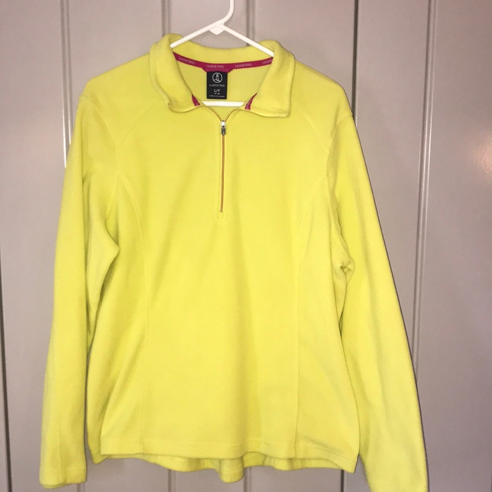 Land’s End Bright Yellow Fleece Pullover Polartec Size Large